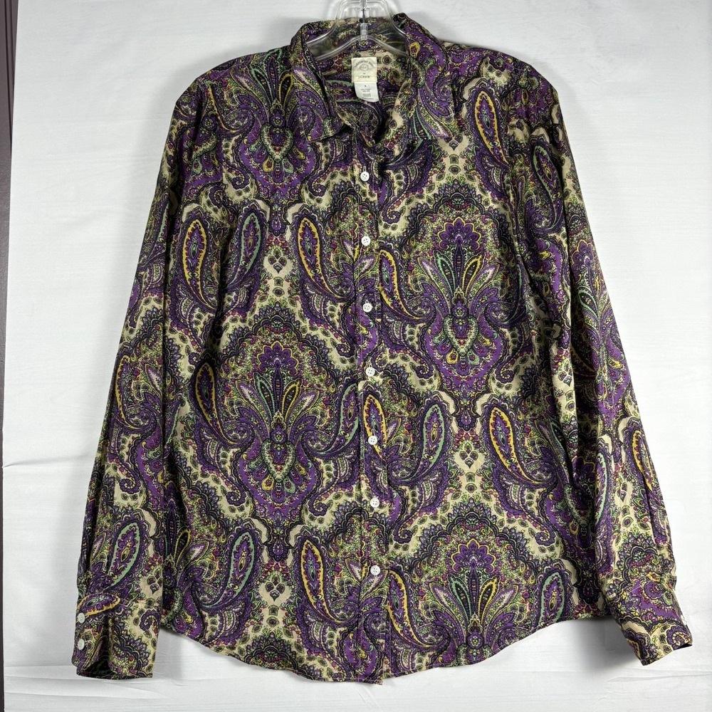 J Crew womens paisley button down long sleeve work casual the perfect shirt sz 8